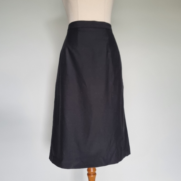 Fletcher Jones Black Wool Blend Midi Pencil Skirt Vintage 90s Size 16 - Picture 2 of 11